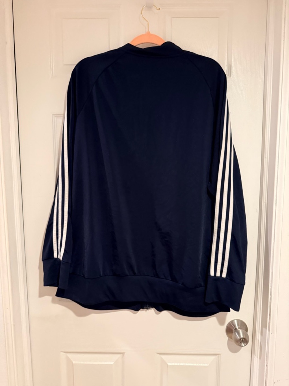 adidas Navy Blue Full-Zip Three-Stripe Performance Jacket - Picture 2 of 3